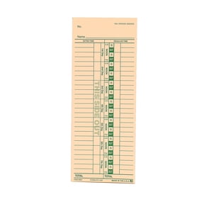 SSWBasics Employee Time Card - Pack of 250 - Durable Time Cards for Employees - Heavy-Duty Employee Time Card Punch Cards for Clock Systems