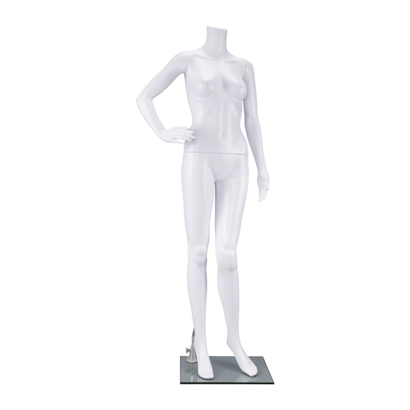 SSWBasics Female Headless White Plastic Mannequin - Bent Arm - 5 ft 4 in