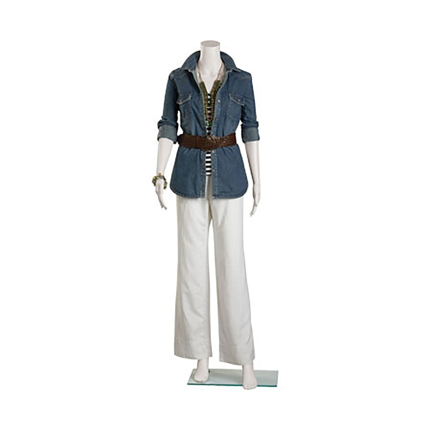SSWBasics Female Headless White Plastic Mannequin With Straight Arms - Height 5'4" With
