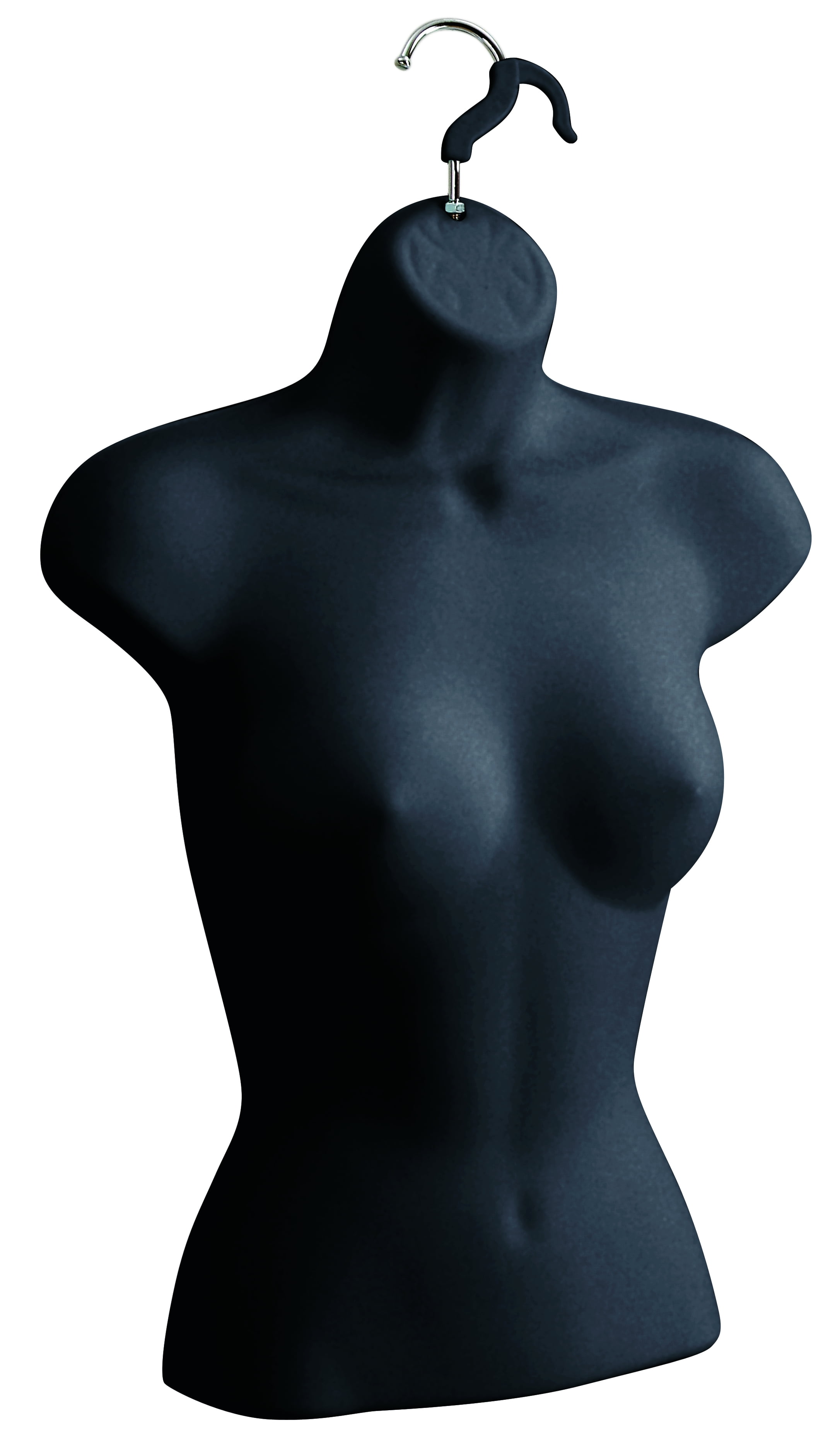 SSWBasics Female Mannequin Torso - Black Molded Form - Hanging Mannequin Torso for Display - Fits Women’s Sizes 5-10 - Ideal for Retail and Fashion Displays