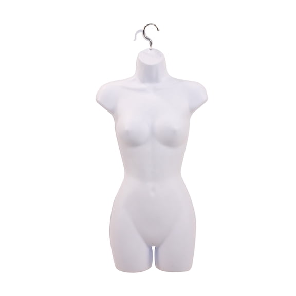 SSWBasics Female Mannequin Torso - Fits Womens Sizes 5-10 - Molded Shatterproof & White
