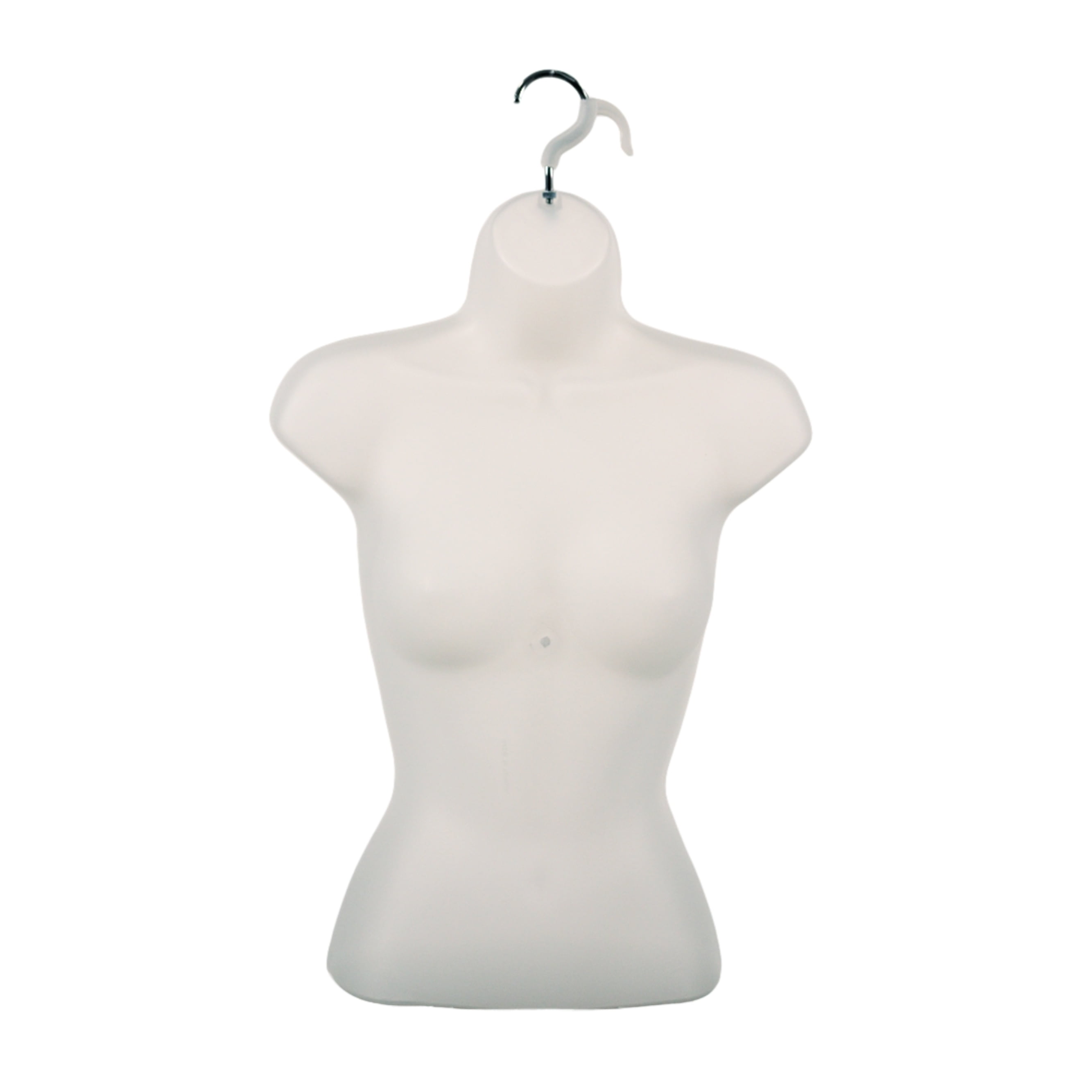 SSWBasics Female Shatterproof Molded Frosted Shirt Form With Hook -  Fits Women’s Sizes 5-10 - Hanging Fashion Form Mannequin to Display Clothing and Accessories