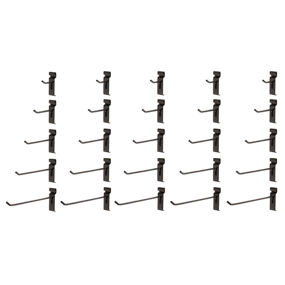 SSWBasics Gridwall Accessories Set - 25 Assorted Gridwall Hooks  5 Each of 2"  4"  6"  8"  10" Sizes - Durable Metal Grid Wall Accessory for Retail Displays and Storage Solutions