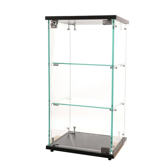 SSWBasics Infinity Countertop Glass Display Case (Ready to Assemble) - 12-1/4"W x 14-1/4"D x 27-1/4"H - Showcase Cabinet Bookcase with Lock  Perfect for Displaying Smaller Items