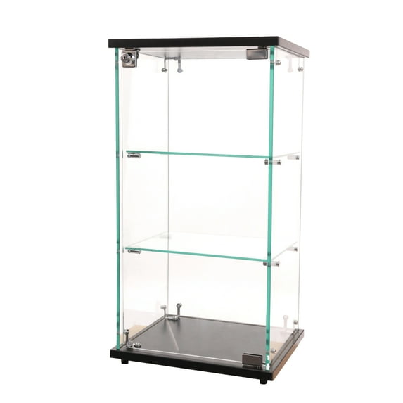 SSWBasics Infinity Countertop Glass Display Case (Ready to Assemble) - 12-1/4"W x 14-1/4"D x 27-1/4"H - Showcase Cabinet Bookcase with Lock Perfect for Displaying Smaller Items