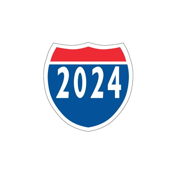 SSWBasics Interstate Sign Windshield Stickers - "2024" - Pack of 12