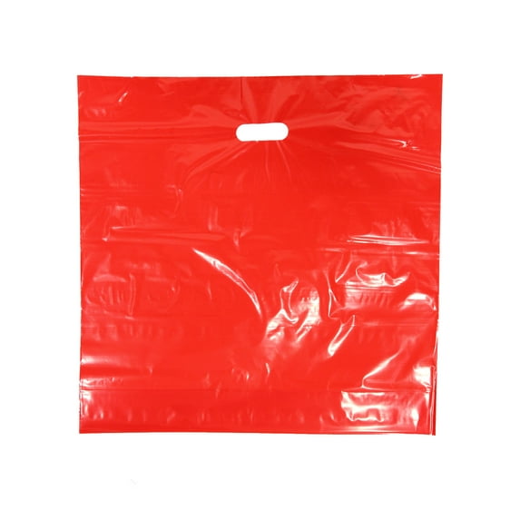 SSWBasics Jumbo Red Merchandise Bags - 20W x 5D x 20H Plastic Gift Bags with Handles - Case of 500 Low Density Merchandise Bags with Handles