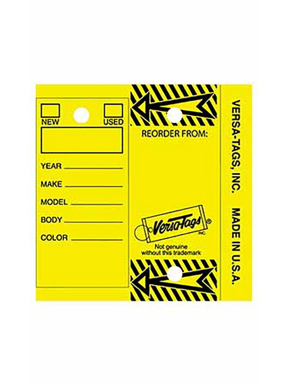Laminated Key Tag - Yellow - 1 1/4 in W x 3 in H - Box of 250