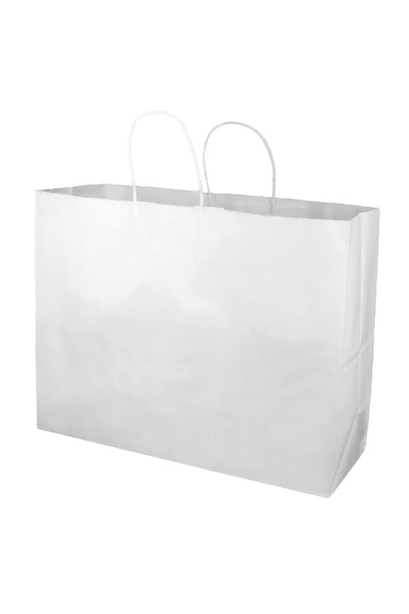 Large Paper Bags with Handles - White Kraft Shopping Bags Case of 100 Ideal for Retail and Gifting Bulk Packaging