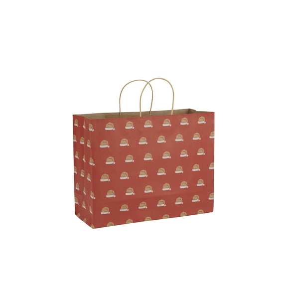 SSWBasics Large - Red Santa Hat Paper Shopping Bags - Case of 100