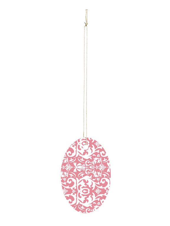 Large Strung Oval Pink Damask Tags - 3 1/2 x 2 1/4 in 500 Pack