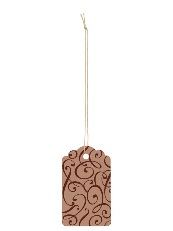 Large Strung Scalloped Cocoa Scripts Tags - pack of 500