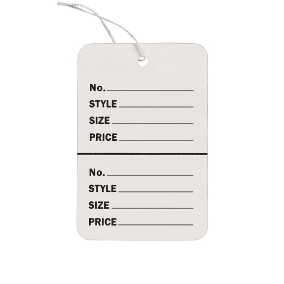 SSWBasics Large Strung White Perforated Clothing Tags 1 3/4"W x 2 7/8"H Pack of 1000 Durable Tags for Clothes Ideal Price Tag Solution
