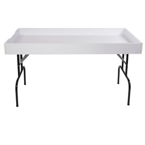 SSWBasics Large White Folding Dump Table - Durable Portable and Lightweight Display Solution for Retail Trade Shows and Events - Easy Setup and Storage Supports Up to 250 lbs