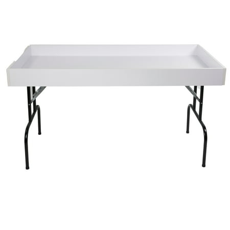 SSWBasics Large White Folding Dump Table - Durable Portable and Lightweight Display Solution for Retail Trade Shows and Events - Easy Setup and Storage Supports Up to 250 lbs