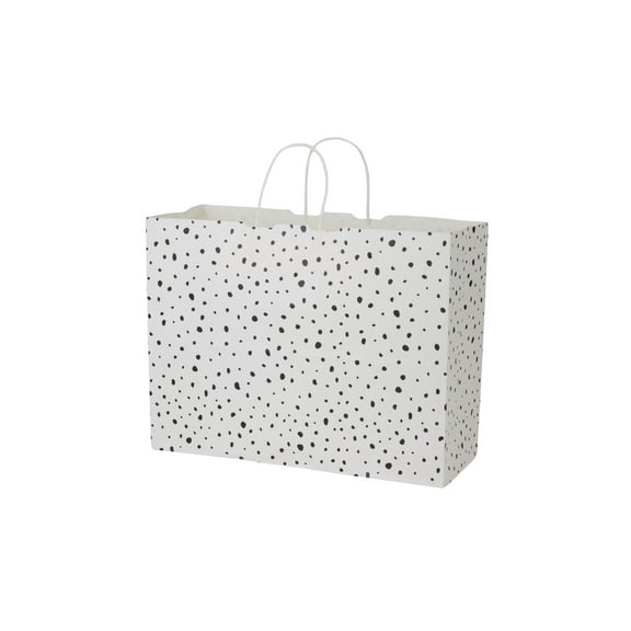 SSWBasics Large - White Modern Dot Paper Shopping Bags - Case of 100