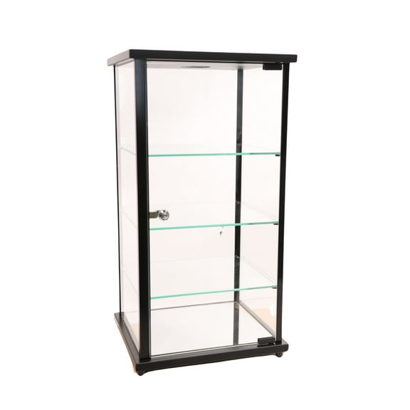 SSWBasics Lighted Glass Countertop Display Case - 27"H x 12"D x 14"L - with Locking Front