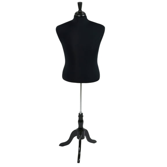 SSWBasics Male Black Jersey Shirt Dressmaker Form - Mannequin Torso for Sewing - Pinnable
