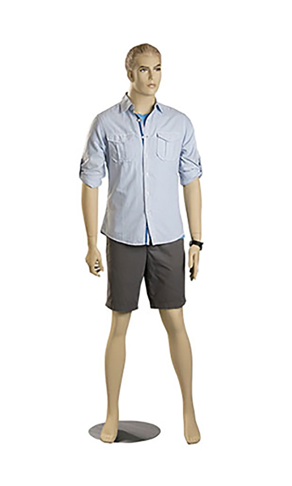 SSWBasics Male Caucasian Complexion Fiberglass Mannequin - Molded Blonde Hair - Height 6'