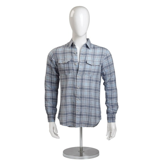 SSWBasics Male Glossy White ½ Body Mannequin - With Base - 54""H- Male Mannequin Torso with Stand - White Glossy Half Body Mannequin for Retail Display - Countertop Male Mannequin Torso with Stand