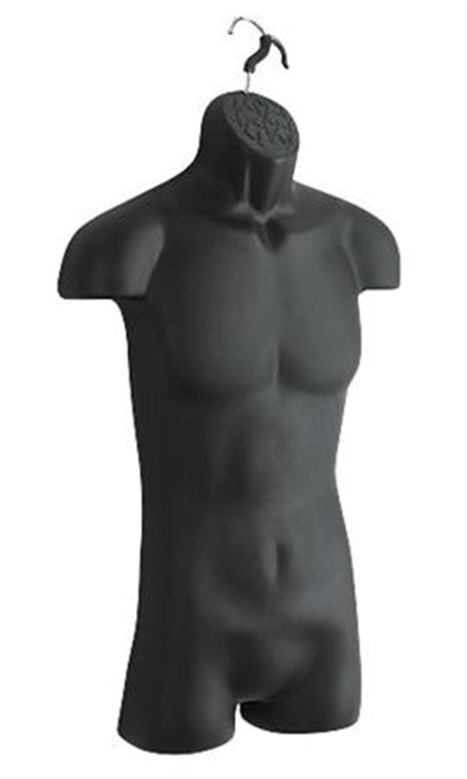 SSWBasics Male Molded Black Shatterproof Hollowback Torso Form - Fits Men's Sizes S-L (3 Pack) - Hanging Fashion Form Hanging Mannequin to Display Top and Bottom Merchandise
