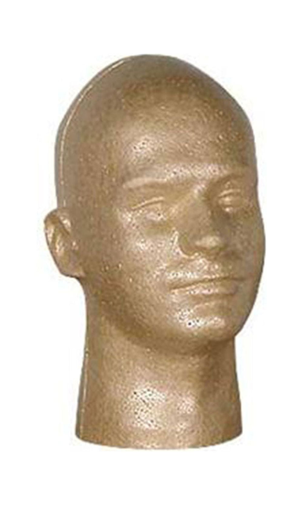 SSWBasics Male Suntan Styrofoam Mannequin Head - 11 1/2" Height - Beauty Supply Standard-