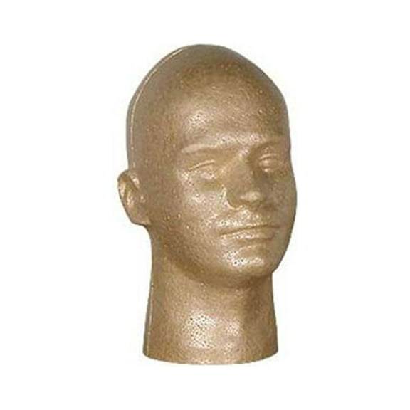 SSWBasics Male Suntan Styrofoam Mannequin Head - 11 1/2" Height - Beauty Supply Standard-