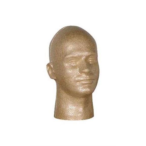 SSWBasics Male Suntan Styrofoam Mannequin Head - 11 1/2 in Height