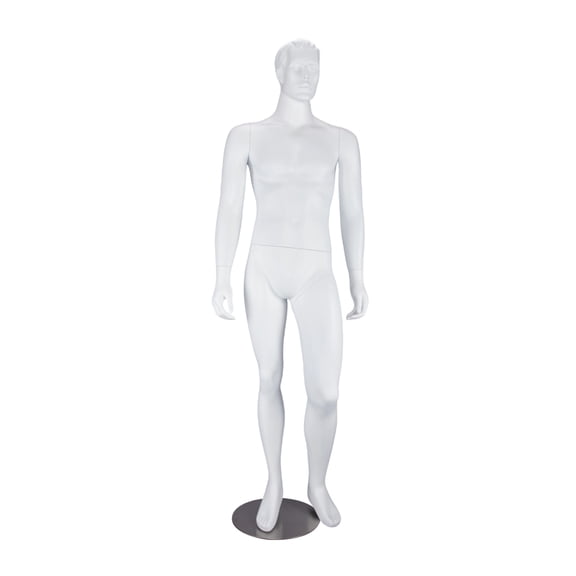 SSWBasics Male White Cameo Fiberglass Mannequin with Base - 6 ft 1 in