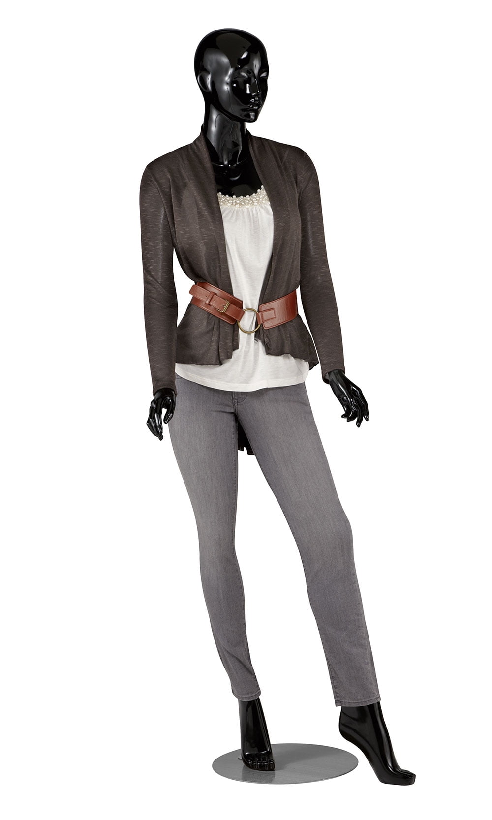SSWBasics  Mannequin Full Body Female Glossy Black Cameo Fiberglass with Base  Height 5'10" - Full Body Mannequin Female Display
