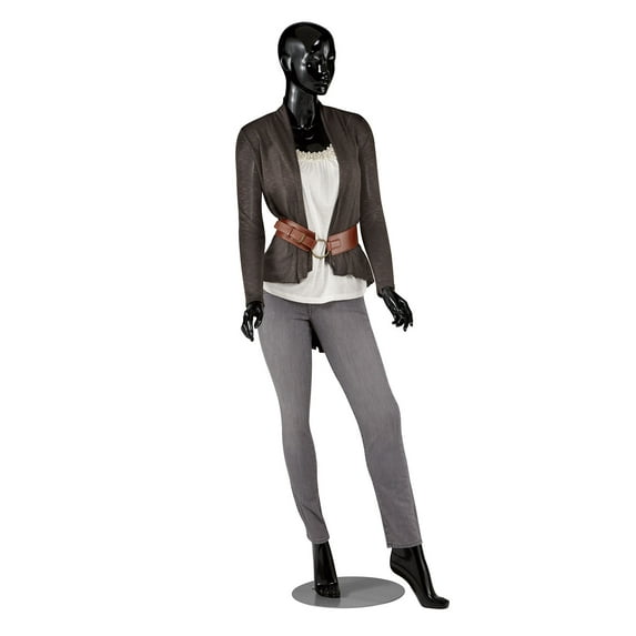 SSWBasics Mannequin Full Body Female Glossy Black Cameo Fiberglass with Base Height 5'10" - Full Body Mannequin Female Display