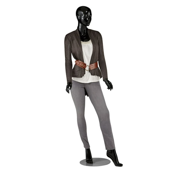 SSWBasics Mannequin Full Body Female Glossy Black Cameo Fiberglass with Base Height 5'10" - Full Body Mannequin Female Display