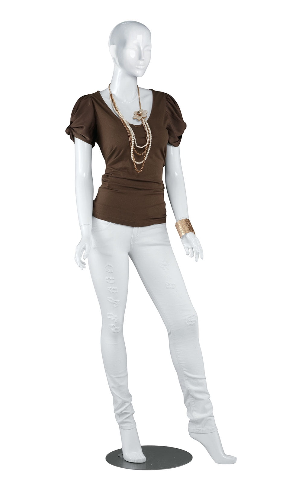 SSWBasics Mannequin Full Body Female Glossy White Cameo Fiberglass Female Mannequin Full Body 5'10" Height with Base  Shoe Size 10  Chest 36"  Waist 26"  Hip 33"