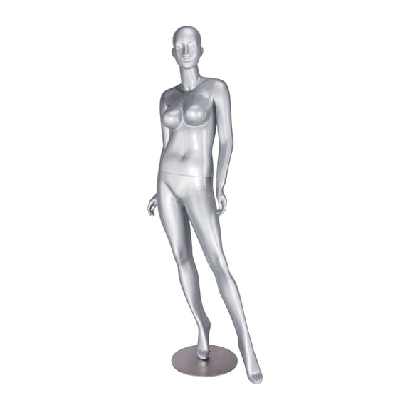 SSWBasics Mannequin Full Body Female Silver Cameo 5 ft10 in with Base