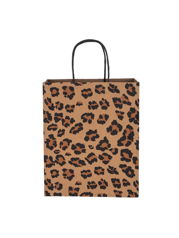 Medium Brown Leopard Print Paper Shopping Bags - Case of 100