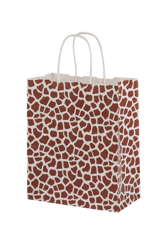 Medium - Giraffe Print Paper Shopping Bags - Case of 100