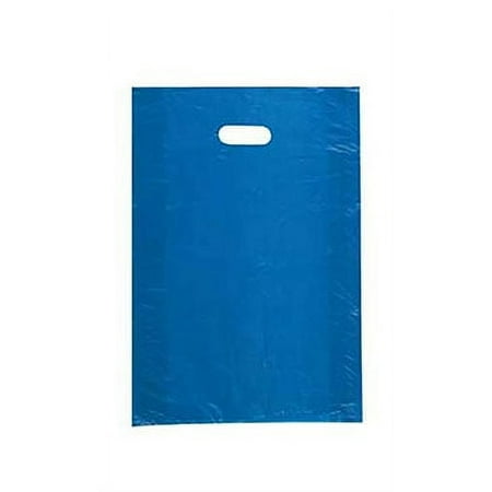 SSWBasics Medium High Density Blue Plastic Merchandise Bags - 12”W x 3”D x 18”H -