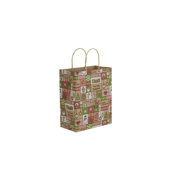 SSWBasics Medium - Modern Holiday Paper Shopping Bags - Case of 100