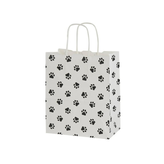 SSWBasics Medium - Paw Print Paper Shopping Bags - Case of 100