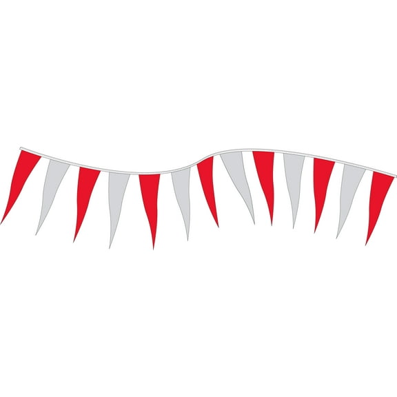 SSWBasics Metallic Triangle Pennant - Red/Silver - 60'L- Pennant Banner Flags for