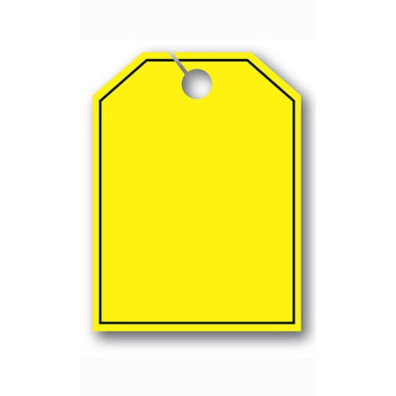 SSWBasics Mirror Hang Tags - fl Yellow - Blank with Border - pack of 50