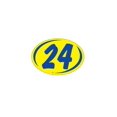 thumbnail image 1 of SSWBasics Oval 2-Digit Year Stickers - Blue/Yellow - "24" - Pack of 12, 1 of 1