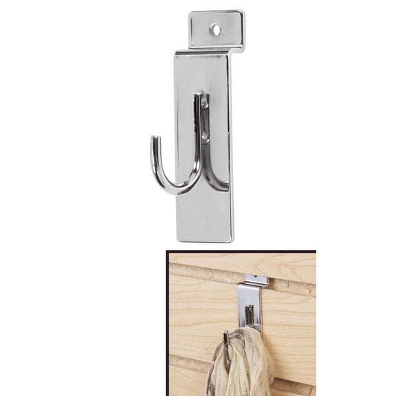 SSWBasics pack of 25 Chrome Slatwall Hooks for Display