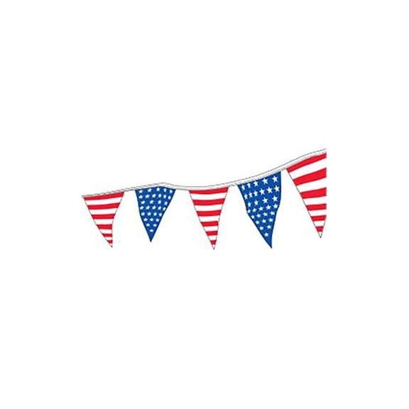SSWBasics Patriotic Triangle Pennants - Stars & Stripes - 60 ft L