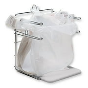 SSWBasics Plastic Grocery Bag Holder - Durable Chrome Stand for Easy Storage - Fits 11½”W x 6”D x 21”H Bags - Compact Unit 12" W x 12" L x 16" H