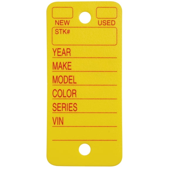 SSWBasics Poly Key Tags - Yellow - Key Rings Included - 1 1/2"W x 3"H - Pack of 250- Key
