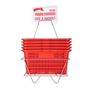 SSWBasics Red Shopping Baskets with Stand - Set of 12