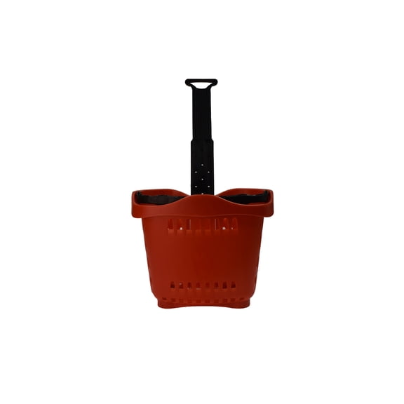 SSWBasics Rolling Red Plastic Shopping Baskets - Set of 10