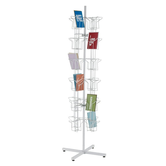 SSWBasics Rotating Greeting Card Rack - 48 Pocket - Overall Dimension: 65H x 16D - 48 Pockets Total (Each 5W x 7H x 1 5/8D) - Perfect for Thrift Retail Grocery and Convenience Stores