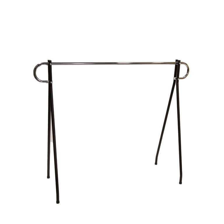 Black & Chrome Single Bar Metal Clothing Rack Hanger Stand Black & Chrome Single Bar Metal Clothing Rack Hanger Stand